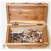 Image 1 : WOODEN BOX W/ VINTAGE JEWELRY