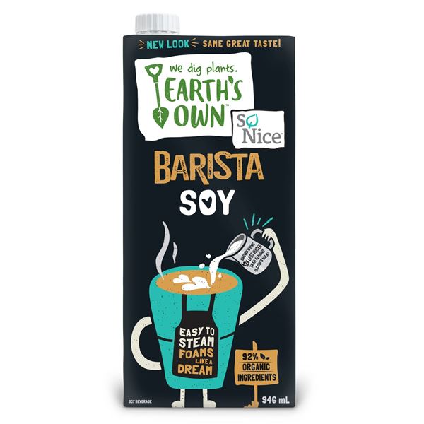 NEW 12 X 946ML EARTHS OWN SOY MILK BARITSA BLEND