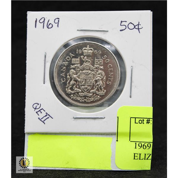 1969 CANADA 50C. QUEEN ELIZABETH 2, CAMEO