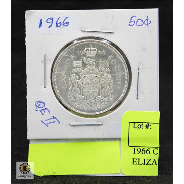 1966 CANADA 50C. QUEEN ELIZABETH 2, CAMEO