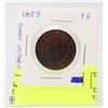 1859 CANADA 1C. QUEEN VICTORIA, COIN