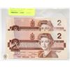 1986 CANADA 2X $2 NOTES. BANK OF CANADA