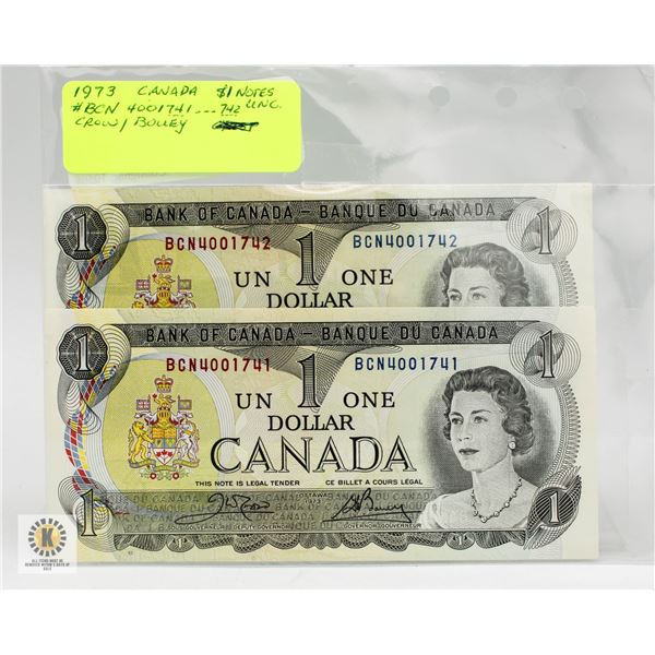1973 CANADA $1 NOTES. BANK OF CANADA,