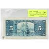 Image 2 : 1937 CANADA $5 NOTE. BANK OF CANADA