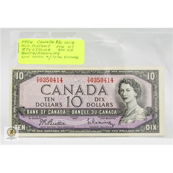 1954 CANADA $10 NOTE. BANK OF CANADA