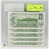 Image 2 : 1973 CANADA 5X $1 NOTES. BANK OF CANADA