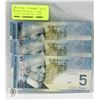 Image 1 : 2006 CANADA 3X $5 NOTES. BANK OF CANADA,