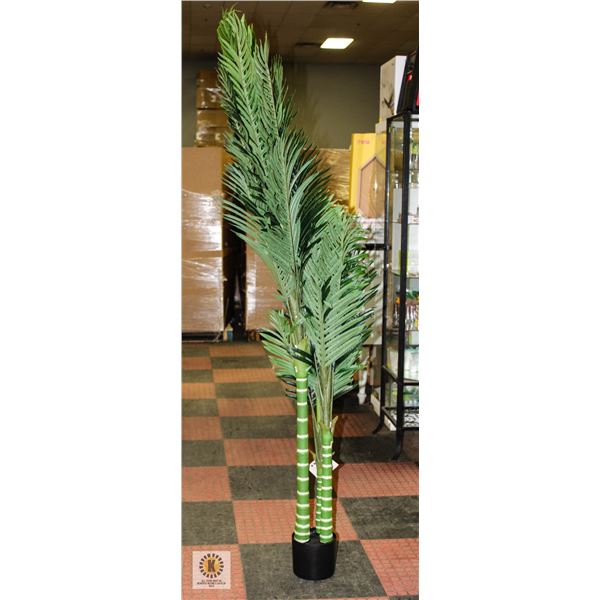 NEWLY ASSEMBLED OAK RED FAUX 6.5FT PALM TREE