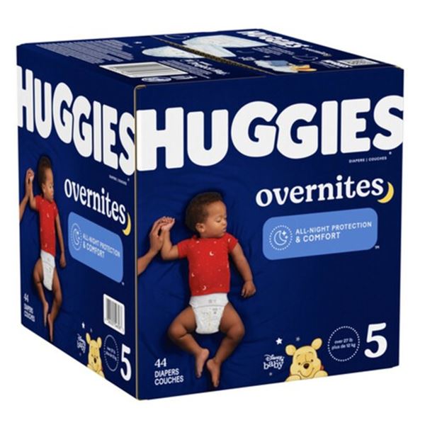 NEW 44 DIAPERS HUGGIES OVERNITES