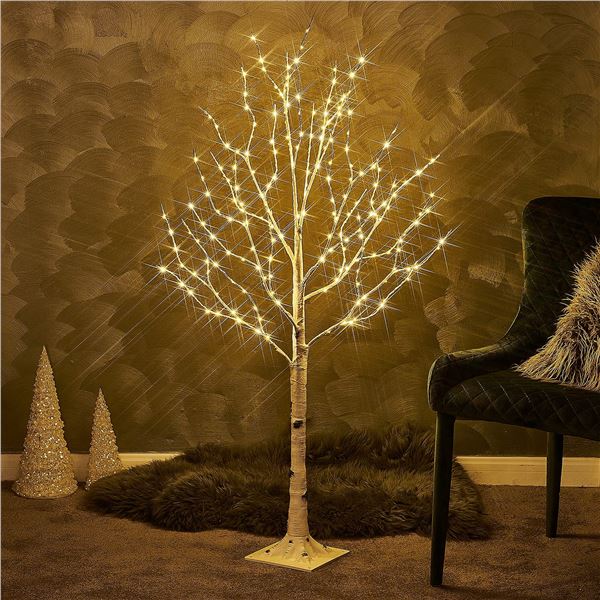 NEW LIGHTED FAUX BIRCH TREE 4FT