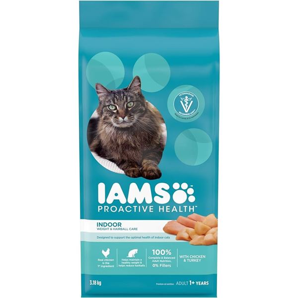 NEW 3.18KG IAMS INDOOR CAT WEIGHT & HAIRBALL CARE