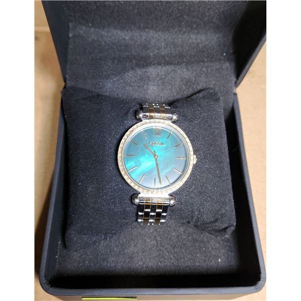 FOSSIL TILLIE 3 HAND TWO TONE CRYSTAL BEZEL WATCH