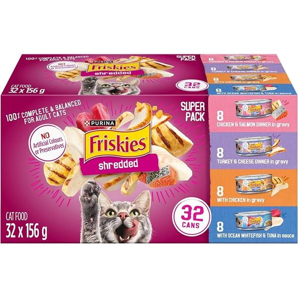NEW 32 X 156G PURINA FRISKIES SHREDDED