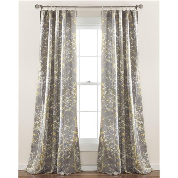 NEW LUSH DECOR FOREST GRAY YELLOW CURTAIN