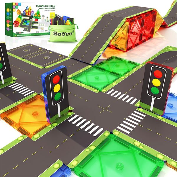 NEW MAGNETIC TILES ROAD TOPPERS SET