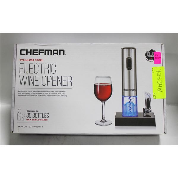CHEFMAN STAINLESS STEEL ELECTRIC WINE OPENER