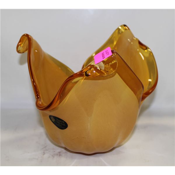 ITALIAN CRYSTAL AMBER ART GLASS BOWL