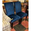 Image 1 : PAIR OF SUEDE NAVY BLUE STUDDED DINING CHAIRS