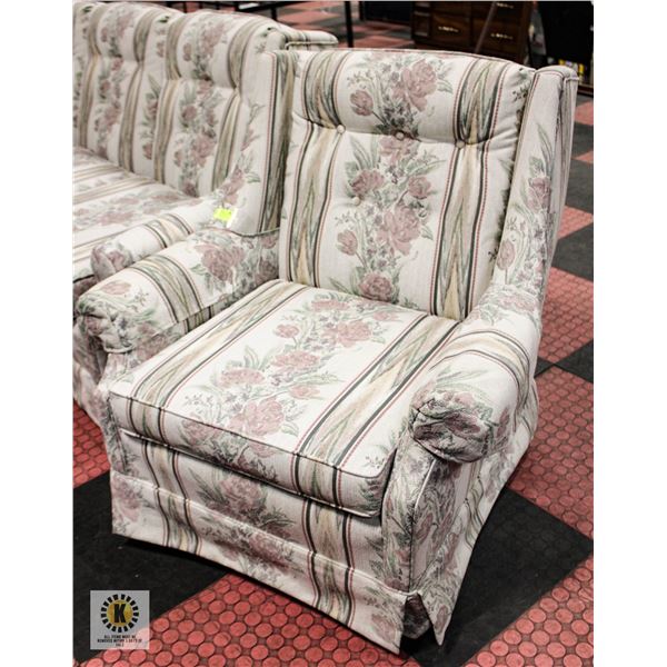 VINTAGE FLORAL ARM CHAIR 35" X 34" X 30"