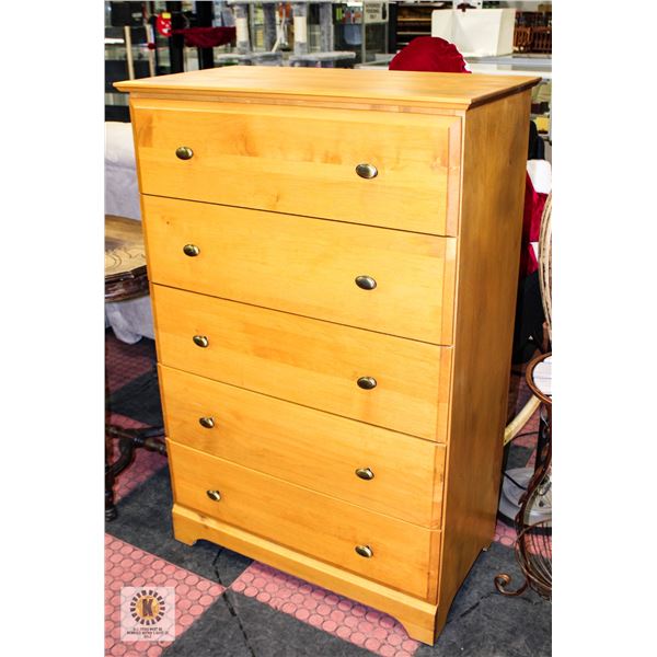 WHITTIER ALDER WOOD 5-DRAWER DRESSER 31"W 17"D