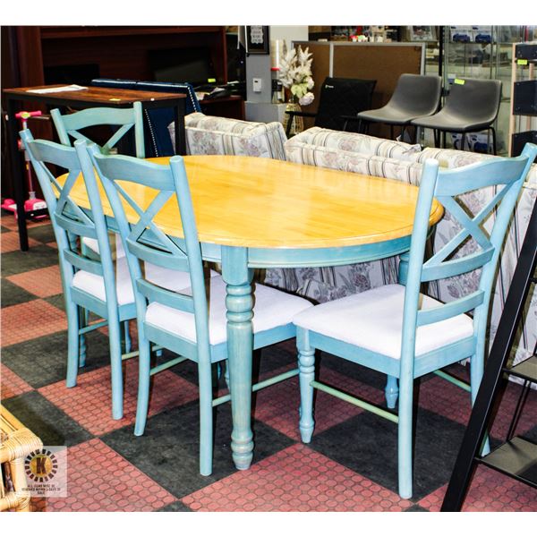 RUBBERWOOD TABLE 65"L 41.5"W 30.5"H W/4 MATCHING