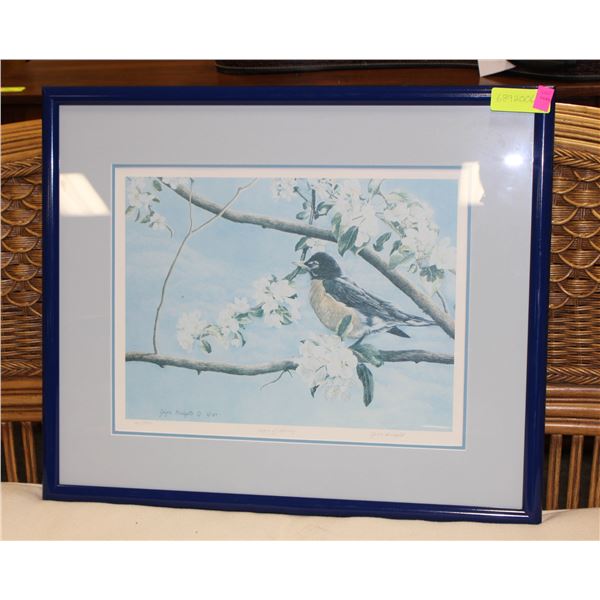 FRAMED NUMBERED AND SIGNED PRINT "SIGNS OF SPRING"