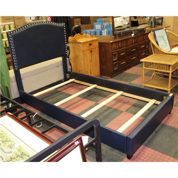 NEWLY ASSEMBLED ROYAL BLUE STUDDED TWIN SIZE