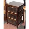Image 1 : 3 DRAWER WOOD/WICKER CABINET H-27.5" W-16.5"