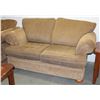 Image 1 : LIGHT BROWN UPHOLSTERED LOVE SEAT L-72"
