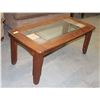 Image 1 : WOODEN COFFEE TABLE W/GLASS INSERT H-20" W-24"