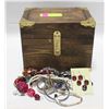 Image 1 : WOODEN BOX W/ VINTAGE JEWELRY