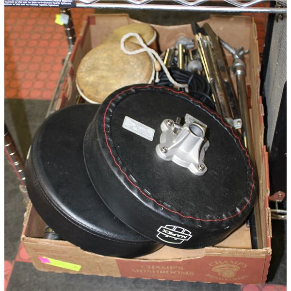 FLAT OF MISC MUSIC AND DRUM HARDWARE