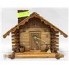 Image 1 : VINTAGE LOG CABIN CLOCK HANDCRAFTED
