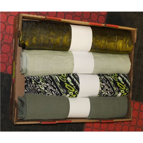 FABRIC ROLLS GREEN PRINT STRETCH KNITS COTTON