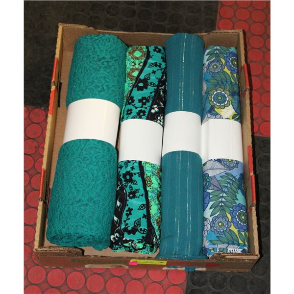 FABRIC ROLLS TEAL PRINT STRETCH KNITS