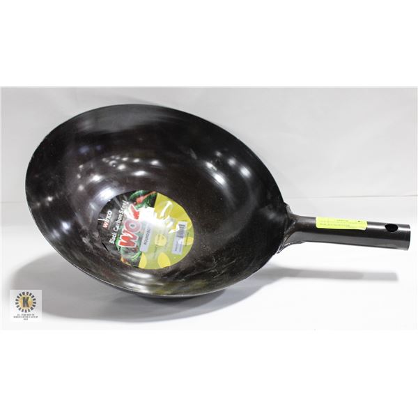 NEW WINCO BLACK CARBON STEEL WOK, ROUND BOTTOM