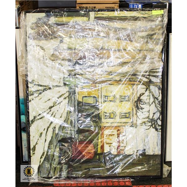 33" X 43" FRAMED ART ON CANVAS SOLD WITH RESIN ART