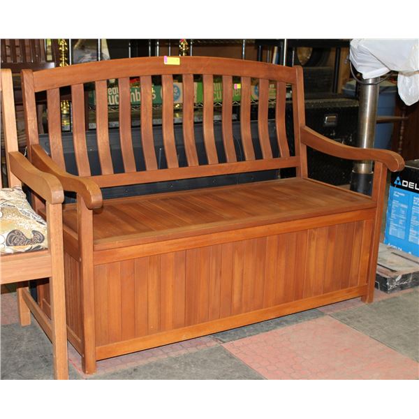 TEAK ENTRY WAY BENCH 47”L 24”W X 34”H