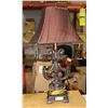 Image 1 : 30" DARK BROWN SCROLL LAMP AND SHADE