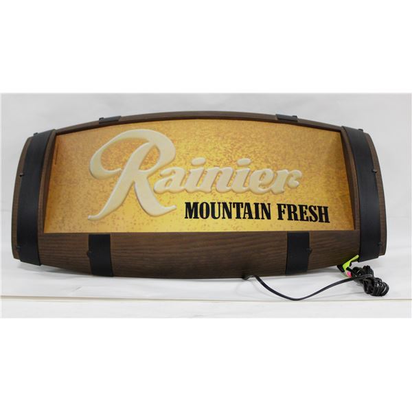RAINIER LIGHTED SIGN 27 X 14 INCHES TESTED WORKING