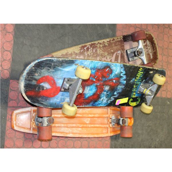 2 SKATEBOARDS & 1 PENNY BOARD