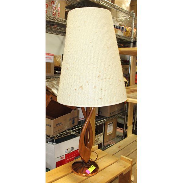 TEAK LAMP MID CENTURY MODERN SOME DAMAGE ON SHADE