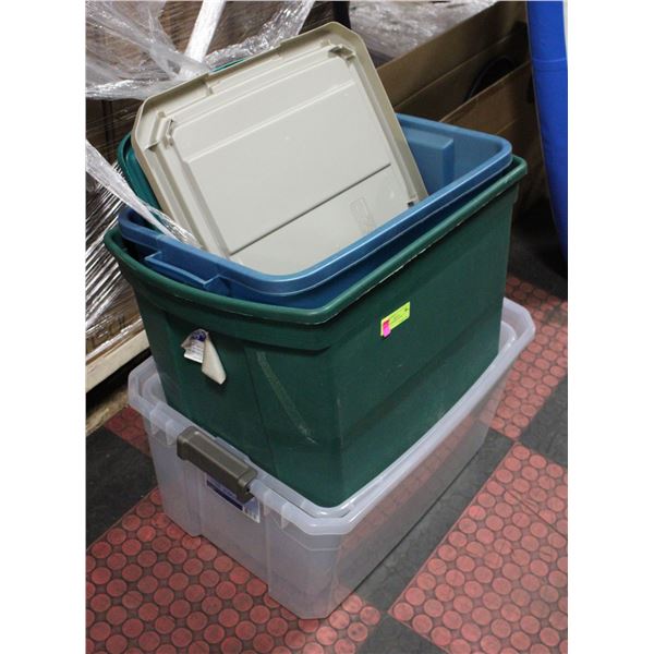 LOT OF 4 STORAGE TOTES