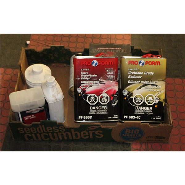 LOT OF AUTO BODY CHEMICALS