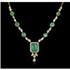 Image 1 : 18KT Yellow Gold 4.77ctw Emerald and Diamond Necklace FJM3438