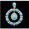 Image 1 : 14KT Yellow Gold 12.86ct Turquoise and Diamond Pendant A7098