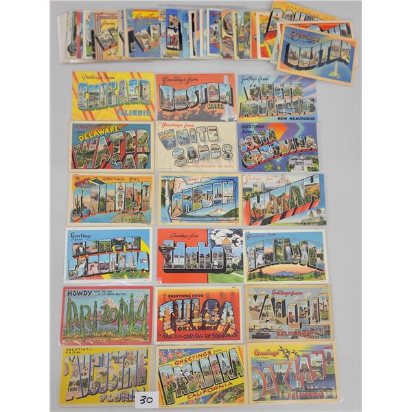 Large Letter Linen Postcards 70+
