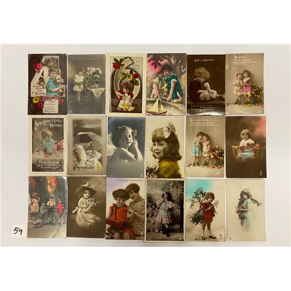 Tinted Real Photo Postcards - Children - Lovers - Ladies - Etc. Approx. 35