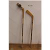 Image 1 : Vintage Sherbrook Rocket & Vic Wooden Hockey Sticks, Hockey Tape and Hockey Puck - Sealed