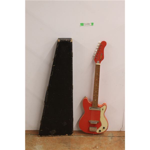 Vintage Beltone Electric Guitar - As Is - 38'' x 12'' and Guitar Case 39'' x 13'' x 3